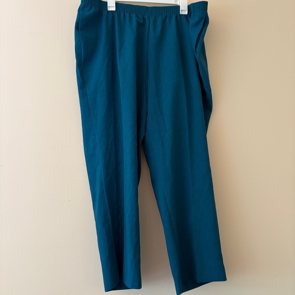 Allison Daley Plus 24W Teal Pull On Straight Leg Pants Elastic Waist